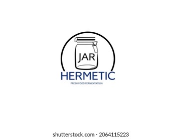 Vintage Hand Drawn Mason Storage Hermetic Glass Jar classic label logo design