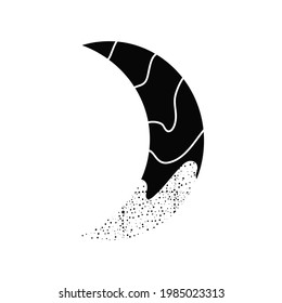 Vintage hand drawn Moon. Retro illustration face of the sun, sun tattoos, vintage graphics. Vector illustration.