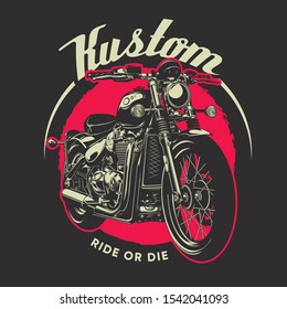 Vintage Hand Drawn Motorcycle. Retro Vector T-shirt Design