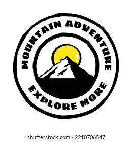 vintage hand drawn mountain adventure explore more badge, perfect for logo, t-shirts, apparel and other merchandise