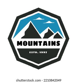 vintage hand drawn mountain badge, perfect for logo, t-shirts, apparel and other merchandise 9