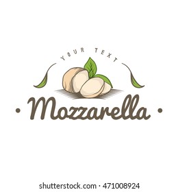 Vintage hand drawn mozzarella logo template