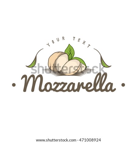 Vintage hand drawn mozzarella logo template