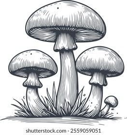 Vintage Hand Drawn Mushroom Vector