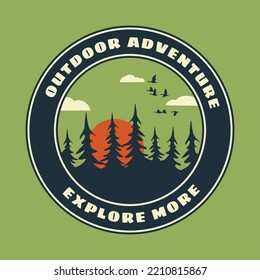 vintage hand drawn outdoor adventure badge, perfect for logo, t-shirts, apparel and other merchandise