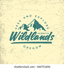 vintage hand drawn outdoor adventure badge. vector logo template with ink texture