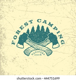 vintage hand drawn outdoor adventure badge. vector logo template with ink texture