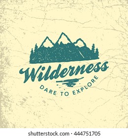 vintage hand drawn outdoor adventure badge. vector logo template with ink texture