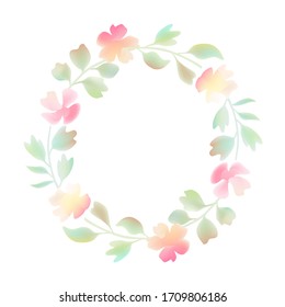 Vintage hand drawn realistic pink watercolor style flower wreath vector illustration, flower combination, spring and summer plants, valentines day, birthday elements, invitation, blooming flowers