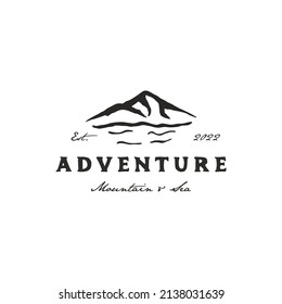 Vintage Hand Drawn Retro Mountain logo design