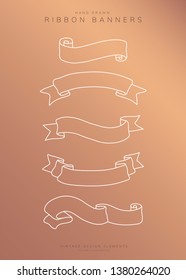 Vintage hand drawn ribbon banner collection vectors