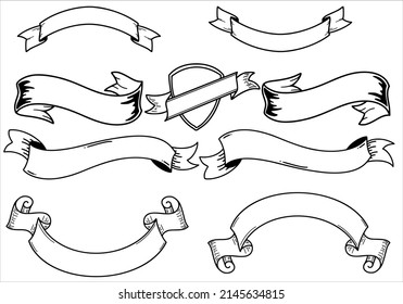 vintage hand drawn ribbon banner element