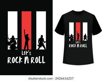 Vintage hand drawn rock n roll band poster. Music t shirt design. Musical tee graphics. Stock vector isolated