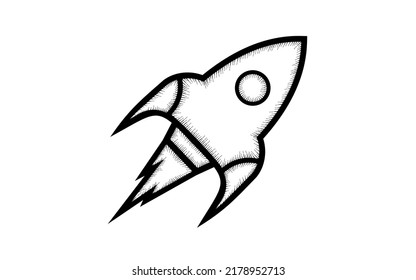 Vintage hand drawn rocket vector