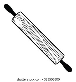 Vintage Hand Drawn Rolling Pin. Vector. Isolated