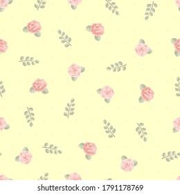 Vintage hand drawn roses vector seamless background illustration, natural plant flower yellow background, wallpaper, textile, packaging, decorative pattern