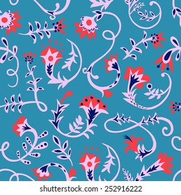 Vintage hand drawn seamless pattern with decorative flower elements 