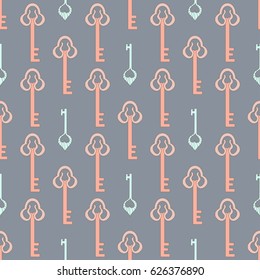 Vintage hand drawn seamless pattern with keys