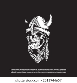 Vintage hand drawn silhouette skull army vector illustration