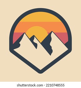 vintage hand drawn simple mountain badge, perfect for logo, t-shirts, apparel and other merchandise 2