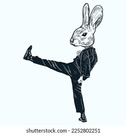 Vintage hand drawn sketch rabbit lee Chinese New Year Rabbit