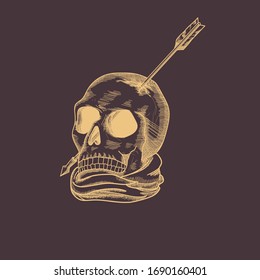 vintage hand drawn skull drawing vector design 