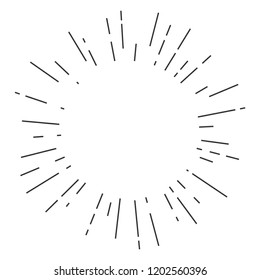 Vintage hand drawn sunburst design template isolated on white background. Vector illustration