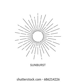 Vintage hand drawn sunburst vector illustration.