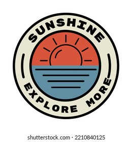 vintage hand drawn sunsine explore more badge, perfect for logo, t-shirts, apparel and other merchandise