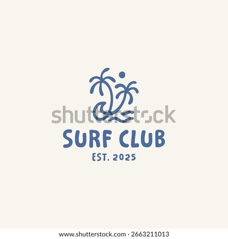 Vintage hand drawn surf design template for surf club, surf shop, surf merch.