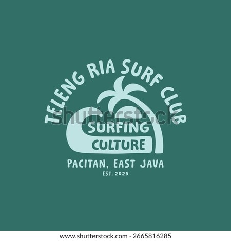 Vintage hand drawn surf design template for surf club, surf shop, surf merch.