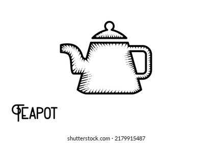 Vintage hand drawn teapot vector
