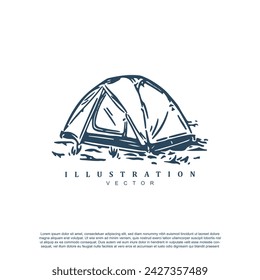 Vintage hand drawn tent camping adventure vector isolated on white background