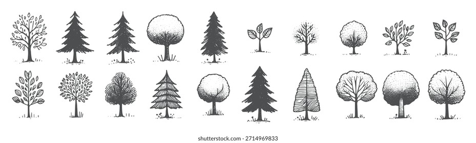 vintage hand drawn tree collection