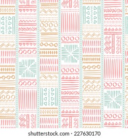 Vintage Hand Drawn Vector Ethnic Style Seamless Pattern