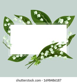 Vintage hand drawn vector lily of the valley flowers illustration, banner, valentines day, wedding, invitation element, spring summer flowers