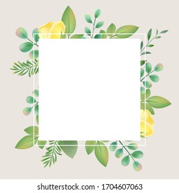 Vectorial pintado a mano color rosa rosa amarillo rosa verde hojas ilustración de fondo gris, banner, valentina, boda, invitación, vacaciones, primavera y verano flores
