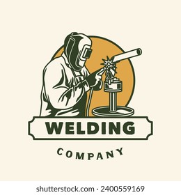 Vintage Hand Drawn Welding Logo Label