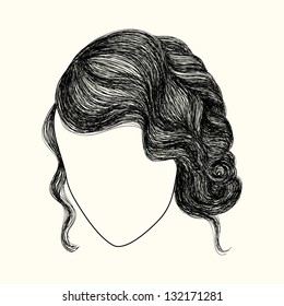 Vintage hand drawn woman's hairstyle