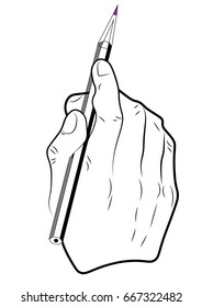 vintage hand with graphite pencil