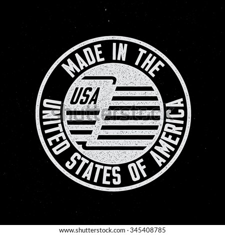 Vintage Hand lettered textured. Made in the USA. Lettering.