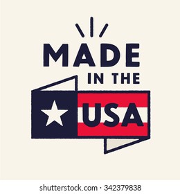 Vintage Hand lettered textured. Maid in the USA.