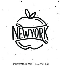 Vintage hand lettered t-shirt design. New york city text. Hand drawn typographic composition. Retro old school graphics. Vector illustration.