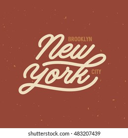 Vintage hand lettered t-shirt design. New york city text. Hand drawn typographic composition. Retro old school graphics. Vector illustration.