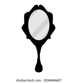 Vintage hand mirror isolated on white background. Vector