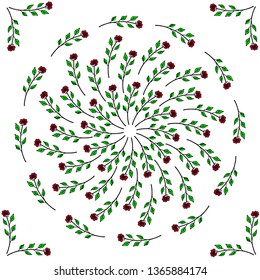 Vintage hand sketch vector elements (leaves, flowers, vortex). Perfect for invitations, greeting cards, Wedding frames, posters - Vector