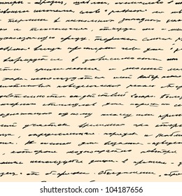 Vintage hand writing background.  Seamless vector text.