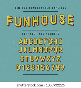 vintage handcrafted font. sans serif rounded alphabet. funny letters, retro typography. vector illustration.