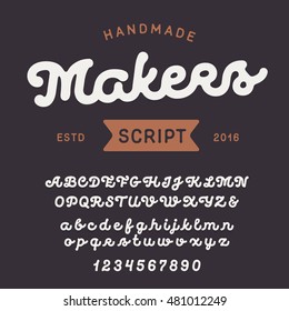 Vintage handcrafted font. Smooth and line uppercase and lowercase alphabet 