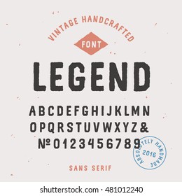 Vintage handcrafted sans serif font in traditional american style. Uppercase rough alphabet